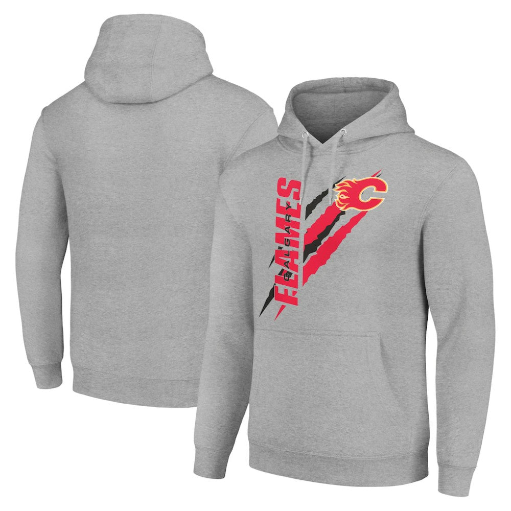 Calgary Flames Starter Color Scratch Fleece Pullover Hoodie - Heather Gray - NHL 201059202