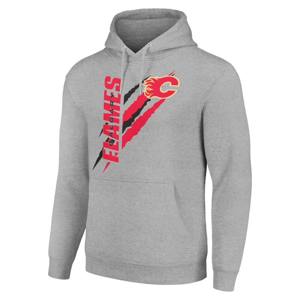 Calgary Flames Starter Color Scratch Fleece Pullover Hoodie - Heather Gray - NHL 201059202