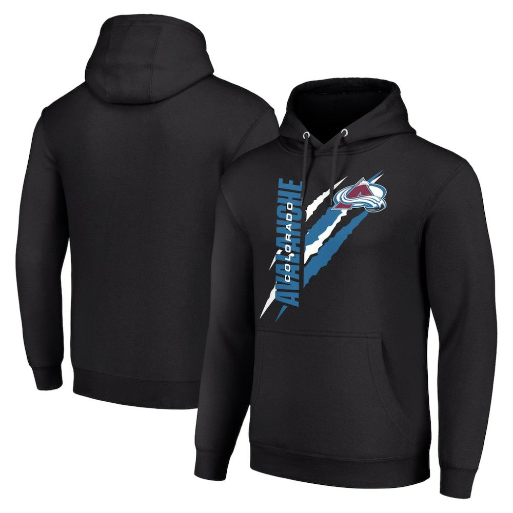 Colorado Avalanche Starter Color Scratch Fleece Pullover Hoodie - Black - NHL 201059205