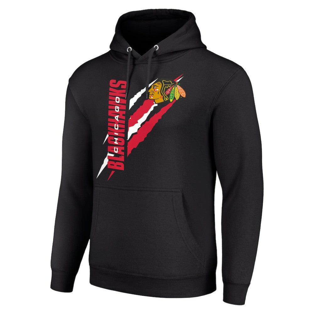 Chicago Blackhawks Starter Color Scratch Fleece Pullover Hoodie - Black - NHL 201059208
