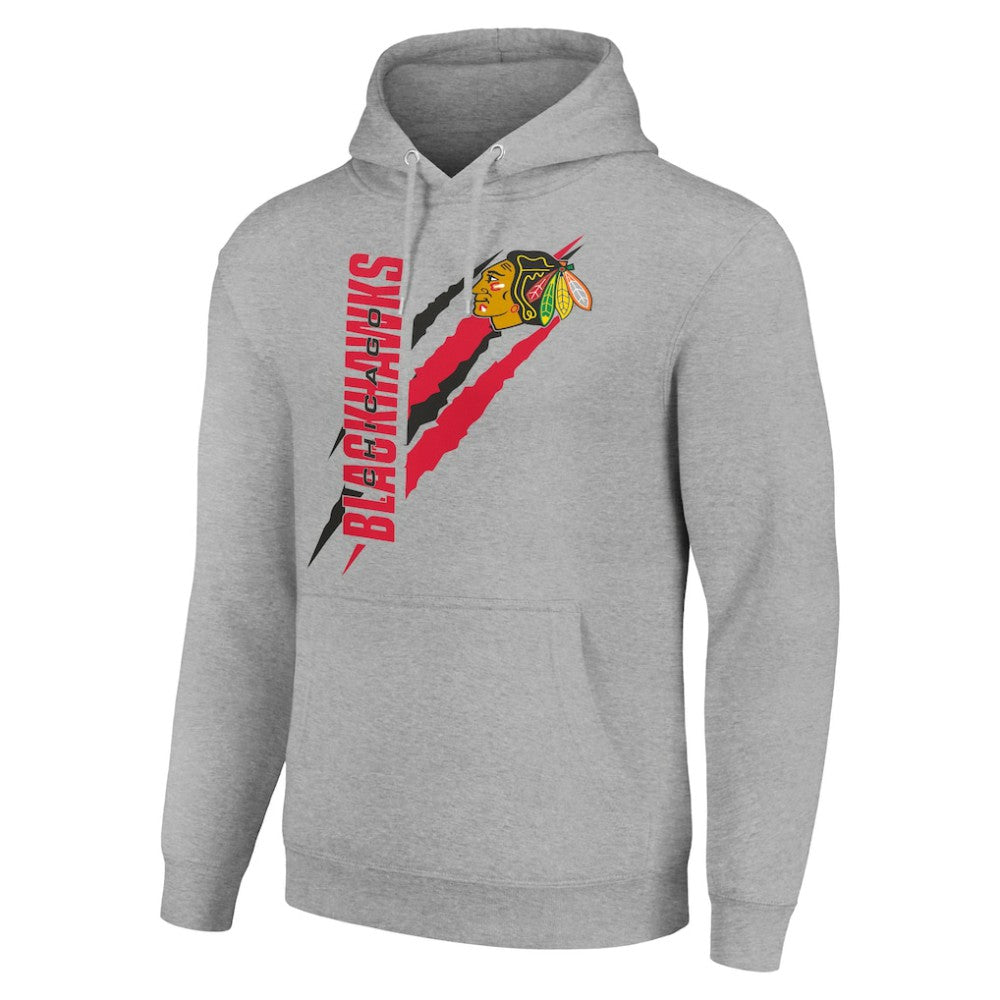Chicago Blackhawks Starter Color Scratch Fleece Pullover Hoodie - Heather Gray - NHL 201059215