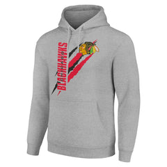 Chicago Blackhawks Starter Color Scratch Fleece Pullover Hoodie - Heather Gray - NHL 201059215