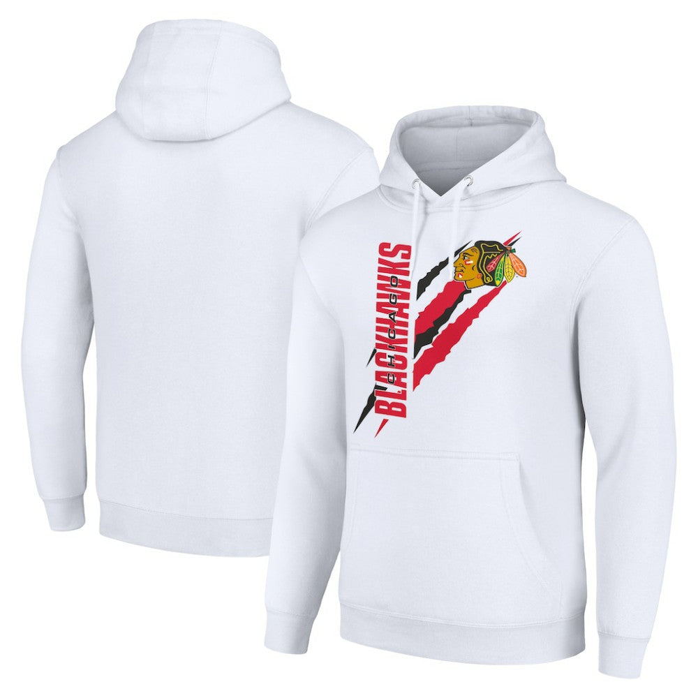 Chicago Blackhawks Starter Color Scratch Fleece Pullover Hoodie - White - NHL 201059217