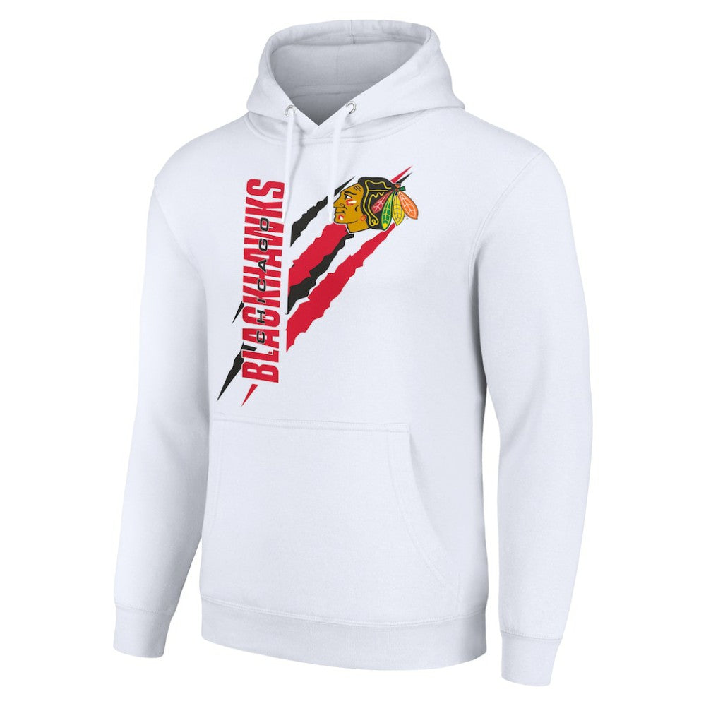 Chicago Blackhawks Starter Color Scratch Fleece Pullover Hoodie - White - NHL 201059217