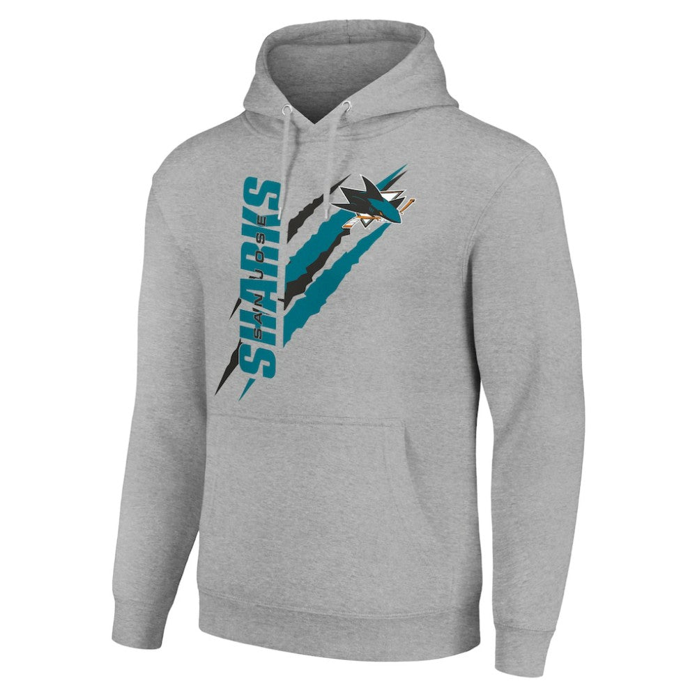 San Jose Sharks Starter Color Scratch Fleece Pullover Hoodie - Heather Gray - NHL 201059236
