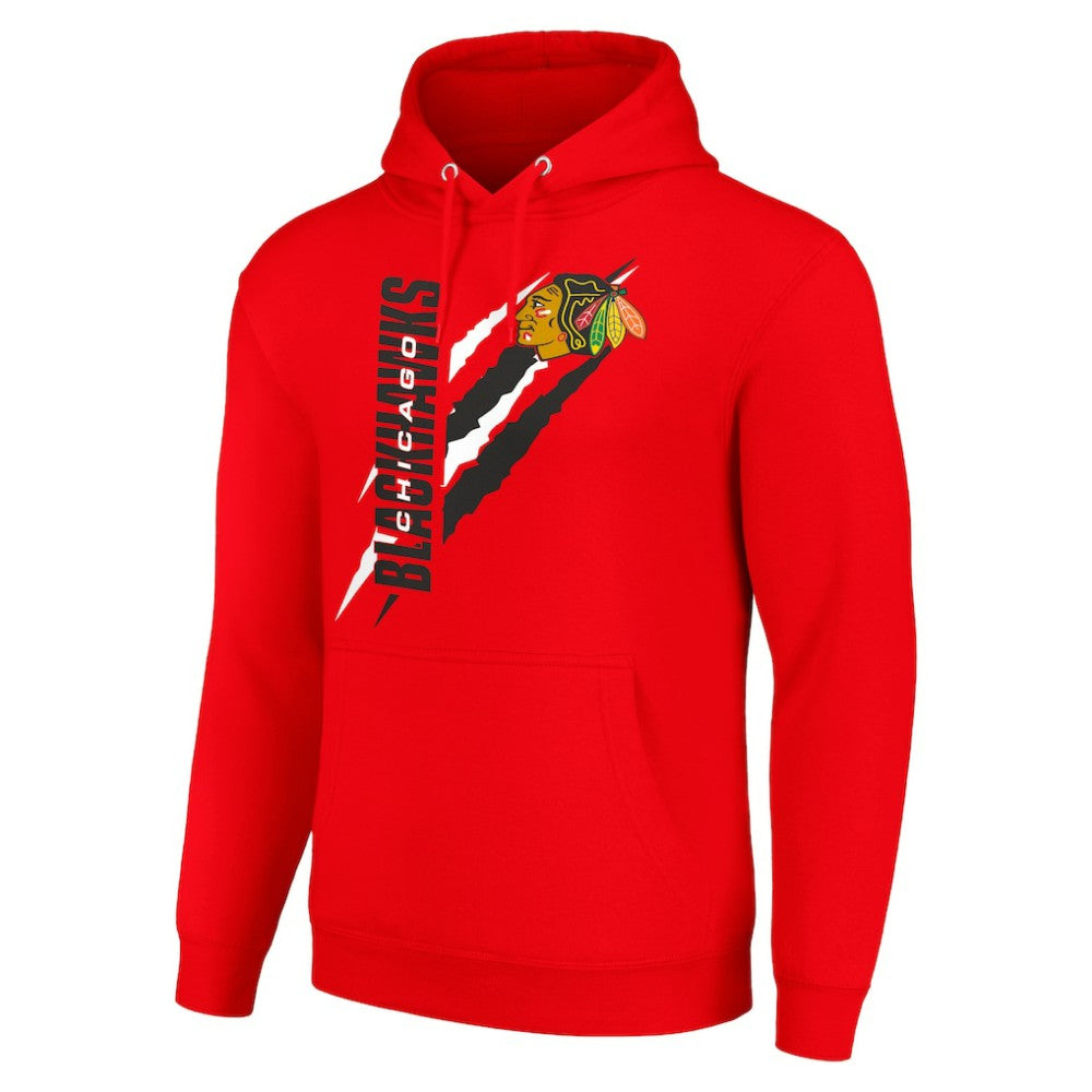 Chicago Blackhawks Starter Color Scratch Fleece Pullover Hoodie - Red - NHL 201059244