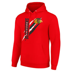 Chicago Blackhawks Starter Color Scratch Fleece Pullover Hoodie - Red - NHL 201059244