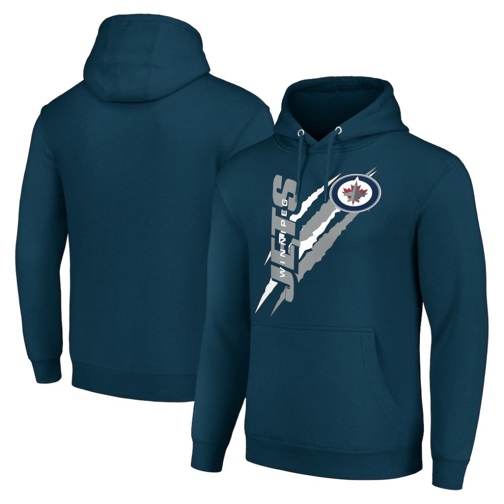 Winnipeg Jets Starter Color Scratch Fleece Pullover Hoodie - Blue - NHL 201059250