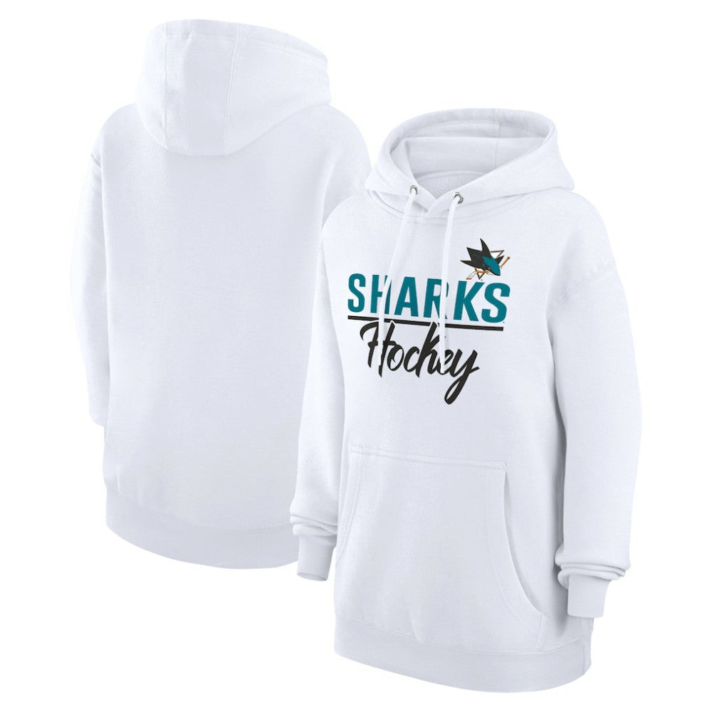 San Jose Sharks G-III 4Her by Carl Banks Women's Team Fleece Pullover Hoodie - White - NHL 201059291