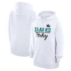 San Jose Sharks G-III 4Her by Carl Banks Women's Team Fleece Pullover Hoodie - White - NHL 201059291