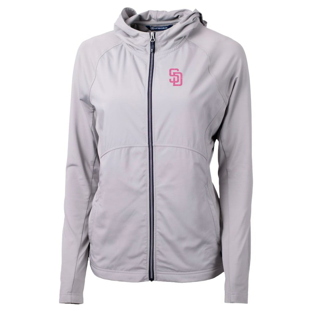 San Diego Padres Cutter & Buck Women's City Connect Adapt Eco Knit Hybrid Recycled Full-Zip Hoodie - Gray - MLB Sale