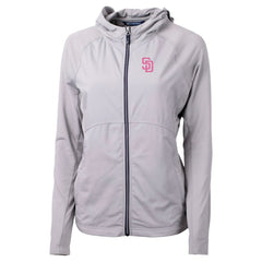 San Diego Padres Cutter & Buck Women's City Connect Adapt Eco Knit Hybrid Recycled Full-Zip Hoodie - Gray - MLB Sale