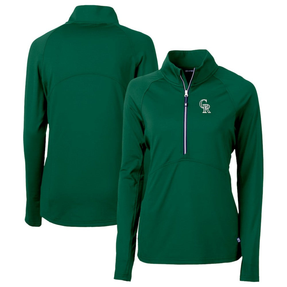Colorado Rockies Cutter & Buck Women's City Connect Adapt Eco Knit Recycled Half-Zip Pullover Top - Hunter Green - MLB Discount