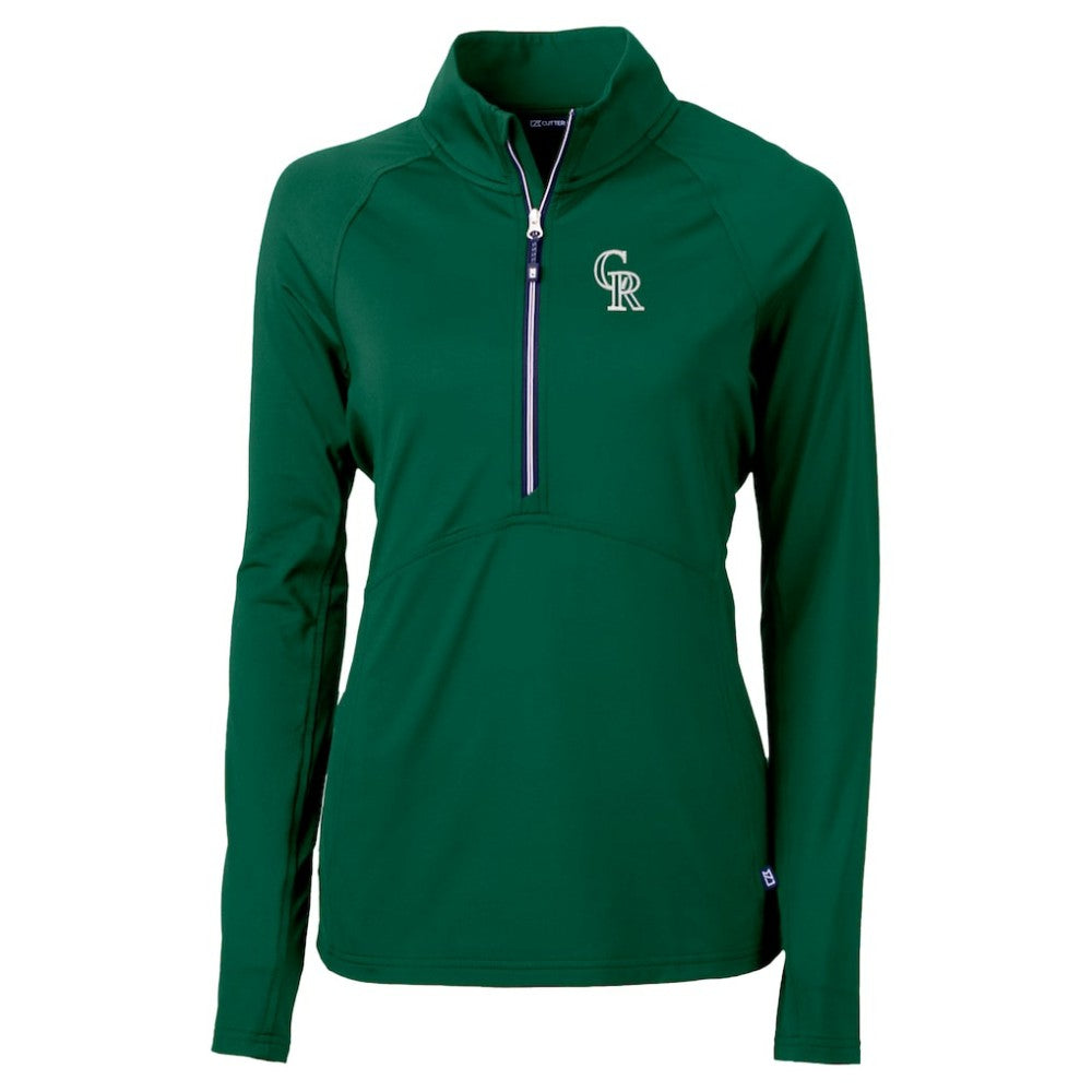 Colorado Rockies Cutter & Buck Women's City Connect Adapt Eco Knit Recycled Half-Zip Pullover Top - Hunter Green - MLB Discount