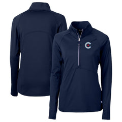 Chicago Cubs Cutter & Buck Women's City Connect Adapt Eco Knit Recycled Half-Zip Pullover Top - Navy - MLB on Sale