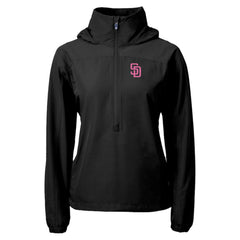 San Diego Padres Cutter & Buck Women's City Connect Charter Eco Recycled Half-Zip Anorak Jacket - Black - MLB Online