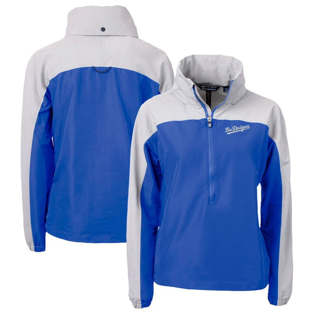 Los Angeles Dodgers Cutter & Buck Women's City Connect Charter Eco Recycled Half-Zip Anorak Jacket - Royal - MLB Discount