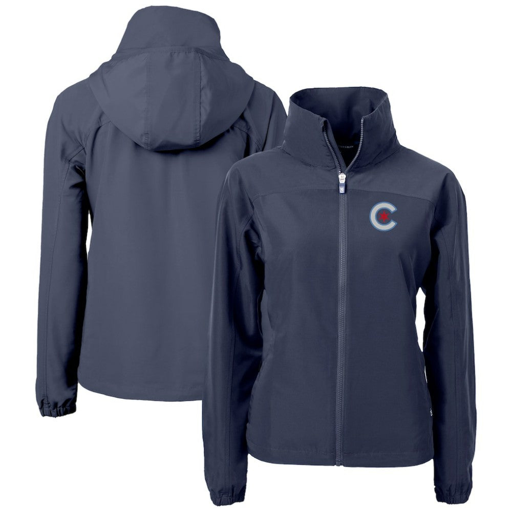 Chicago Cubs Cutter & Buck Women's City Connect Charter Eco Recycled Full-Zip Jacket - Navy - MLB Lifestyle