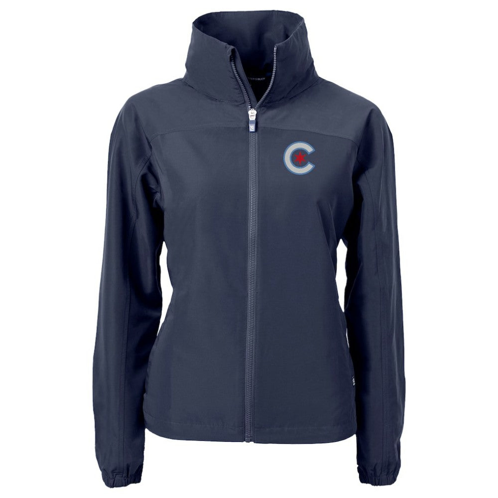 Chicago Cubs Cutter & Buck Women's City Connect Charter Eco Recycled Full-Zip Jacket - Navy - MLB Lifestyle