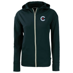 Chicago Cubs Cutter & Buck Women's City Connect Daybreak Eco Recycled Full-Zip Hoodie - Navy - MLB on Sale