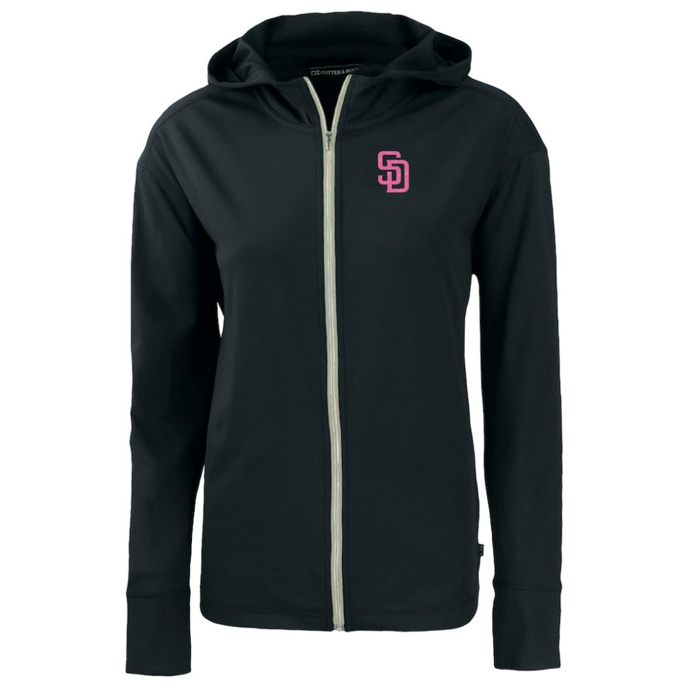 San Diego Padres Cutter & Buck Women's City Connect Daybreak Eco Recycled Full-Zip Hoodie - Black - MLB Discount