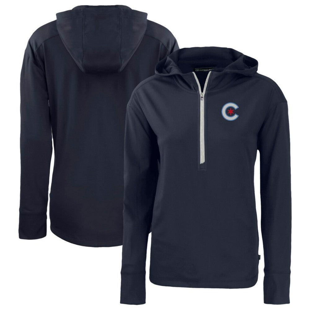 Chicago Cubs Cutter & Buck Women's City Connect Daybreak Eco Recycled Half-Zip Hoodie - Navy - MLB Online