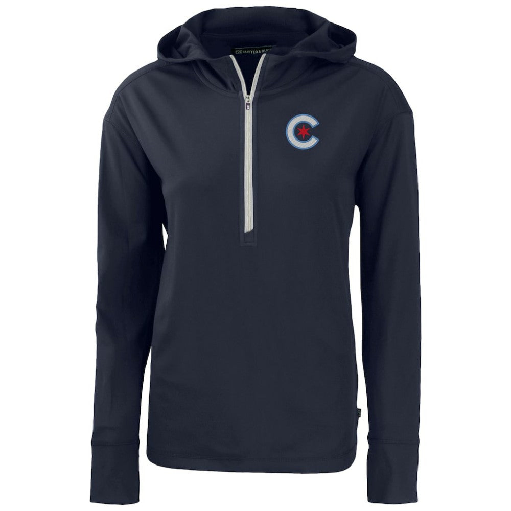 Chicago Cubs Cutter & Buck Women's City Connect Daybreak Eco Recycled Half-Zip Hoodie - Navy - MLB Online
