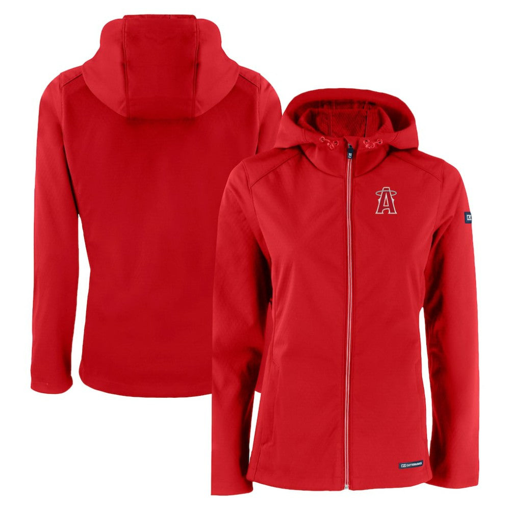 Los Angeles Angels Cutter & Buck Women's City Connect Evoke Eco Softshell Recycled Full-Zip Hoodie Jacket - Red - MLB Sale