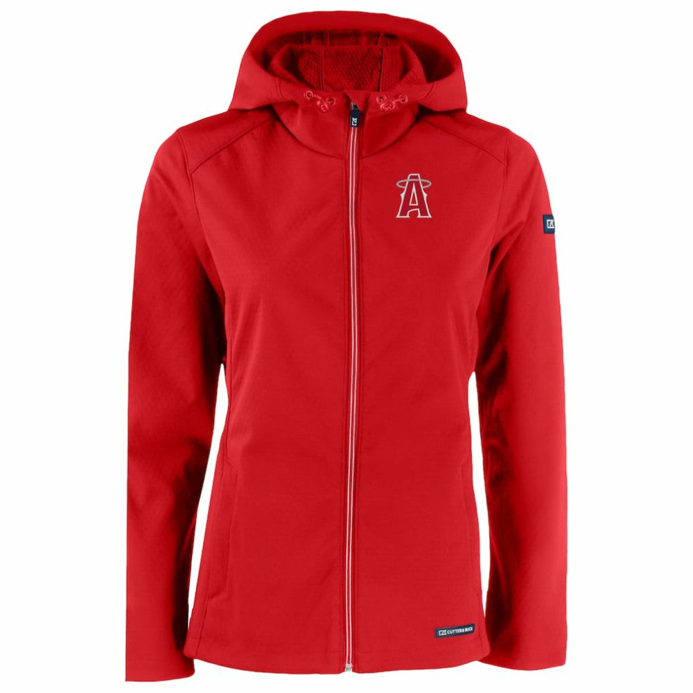 Los Angeles Angels Cutter & Buck Women's City Connect Evoke Eco Softshell Recycled Full-Zip Hoodie Jacket - Red - MLB Sale