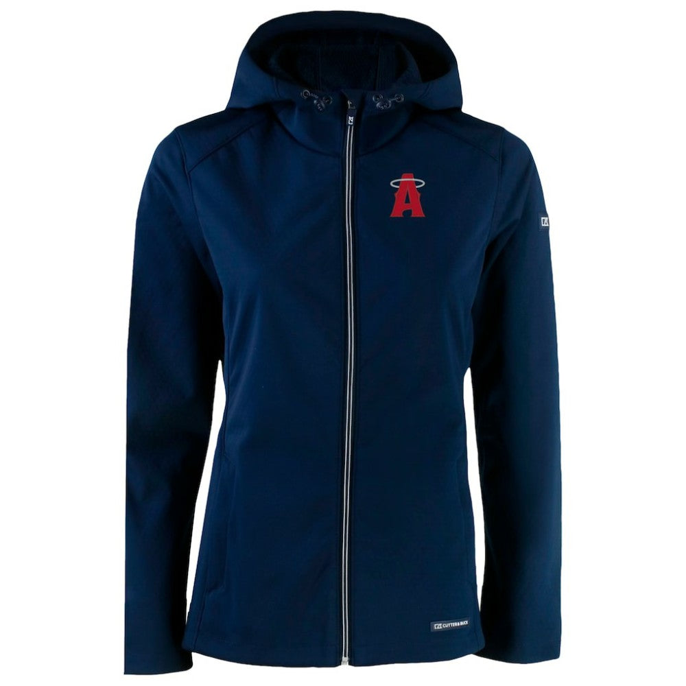 Los Angeles Angels Cutter & Buck Women's City Connect Evoke Eco Softshell Recycled Full-Zip Hoodie Jacket - Navy - MLB Lifestyle