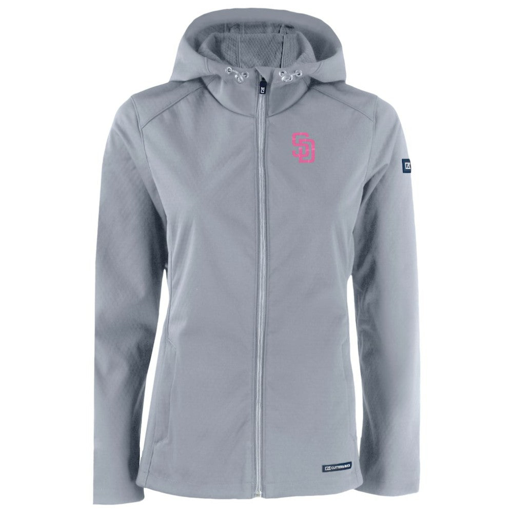 San Diego Padres Cutter & Buck Women's City Connect Evoke Eco Softshell Recycled Full-Zip Hoodie Jacket - Gray - MLB Online
