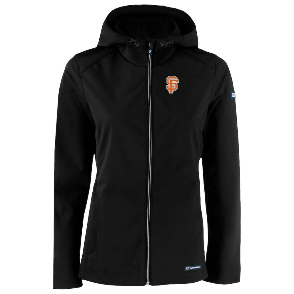 San Francisco Giants Cutter & Buck Women's City Connect Evoke Eco Softshell Recycled Full-Zip Hoodie Jacket - Black - MLB Sale
