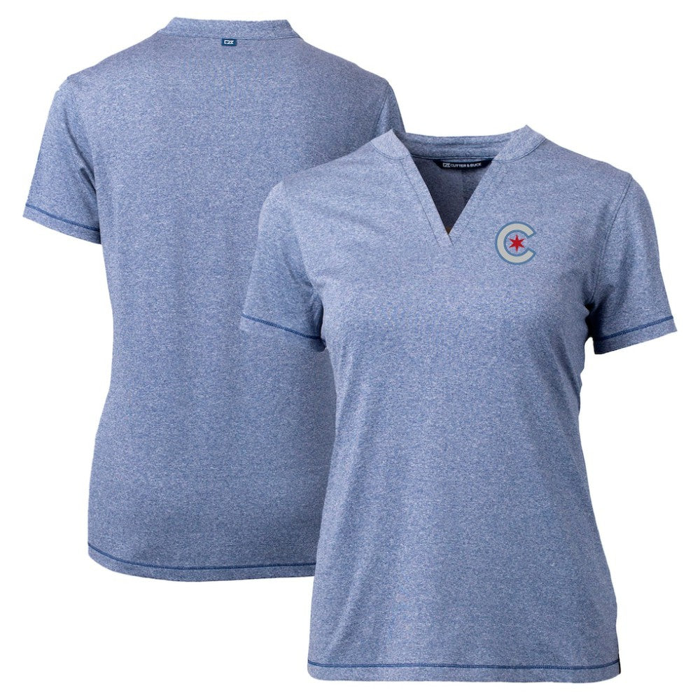 Chicago Cubs Cutter & Buck Women's City Connect Forge Heathered Stretch Blade Top - Heather Navy - MLB Online