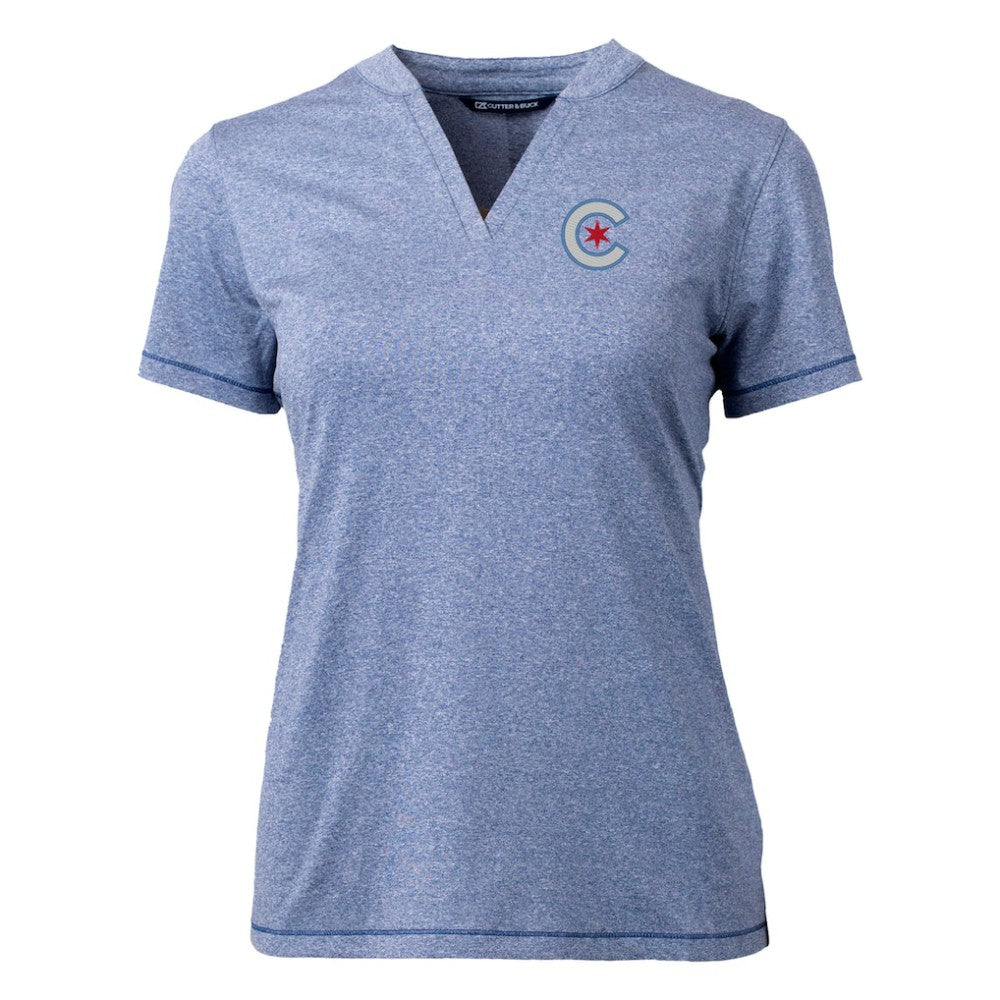 Chicago Cubs Cutter & Buck Women's City Connect Forge Heathered Stretch Blade Top - Heather Navy - MLB Online