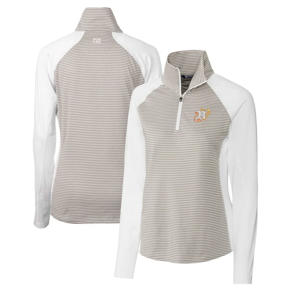 Houston Astros Cutter & Buck Women's City Connect Forge Tonal Stripe Stretch Half-Zip Pullover Top - White - MLB Lifestyle