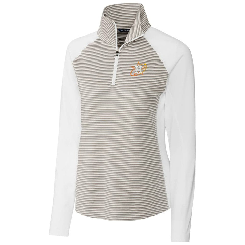 Houston Astros Cutter & Buck Women's City Connect Forge Tonal Stripe Stretch Half-Zip Pullover Top - White - MLB Lifestyle