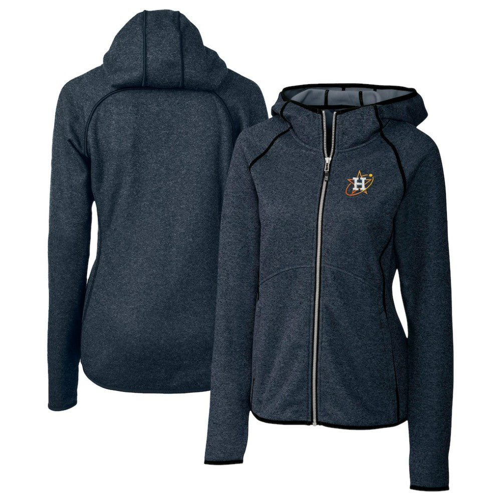 Houston Astros Cutter & Buck Women's City Connect Mainsail Full-Zip Hooded Jacket - Heather Navy - MLB on Sale