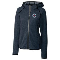 Chicago Cubs Cutter & Buck Women's City Connect Mainsail Full-Zip Hooded Jacket - Heather Navy - MLB on Sale