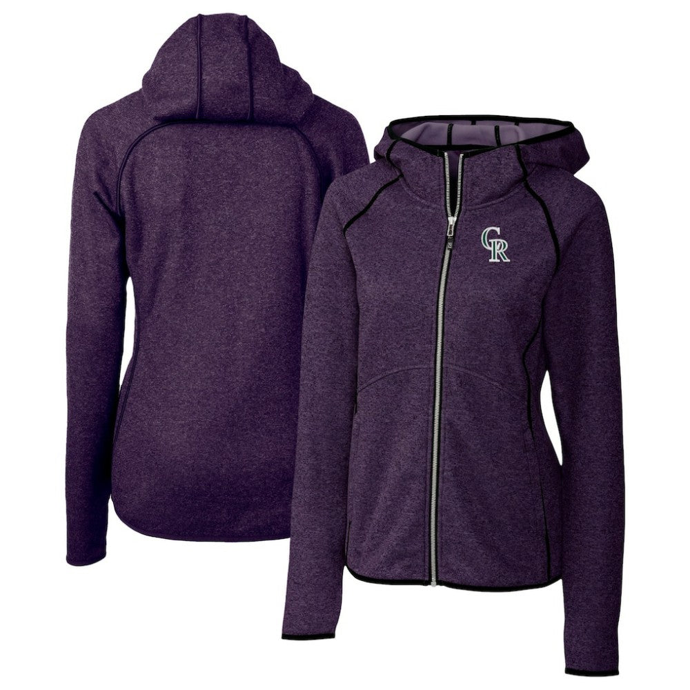 Colorado Rockies Cutter & Buck Women's City Connect Mainsail Full-Zip Hooded Jacket - Heather Purple - MLB Online