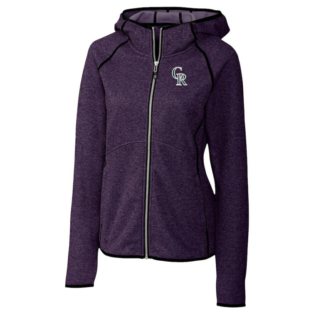 Colorado Rockies Cutter & Buck Women's City Connect Mainsail Full-Zip Hooded Jacket - Heather Purple - MLB Online