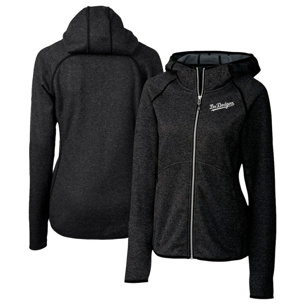 Los Angeles Dodgers Cutter & Buck Women's City Connect Mainsail Full-Zip Hooded Jacket - Heather Charcoal - MLB on Sale