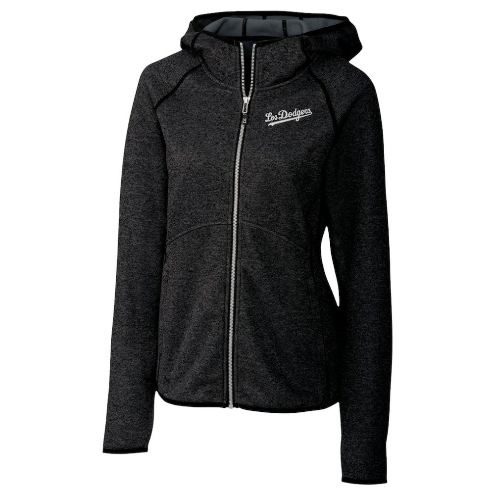 Los Angeles Dodgers Cutter & Buck Women's City Connect Mainsail Full-Zip Hooded Jacket - Heather Charcoal - MLB on Sale