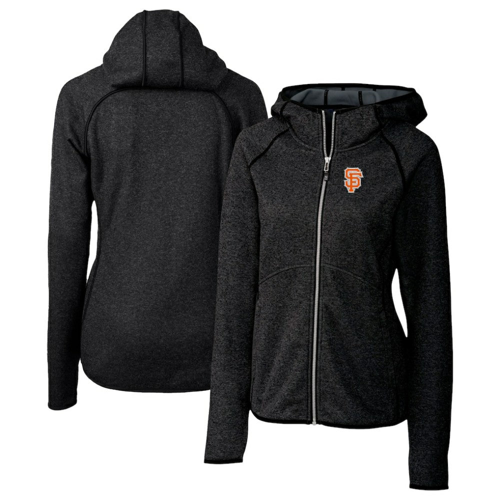 San Francisco Giants Cutter & Buck Women's City Connect Mainsail Full-Zip Hooded Jacket - Heather Charcoal - MLB on Sale