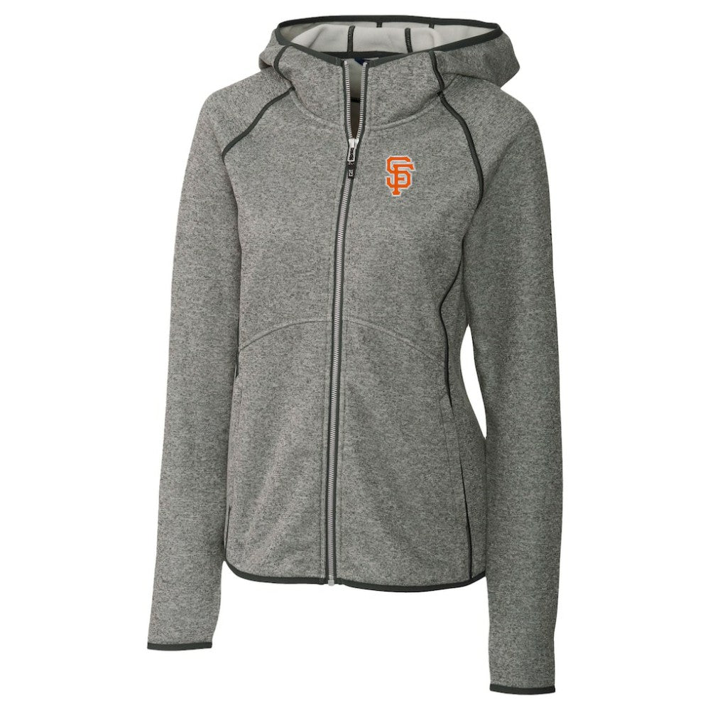 San Francisco Giants Cutter & Buck Women's City Connect Mainsail Full-Zip Hooded Jacket - Heather Gray - MLB Lifestyle