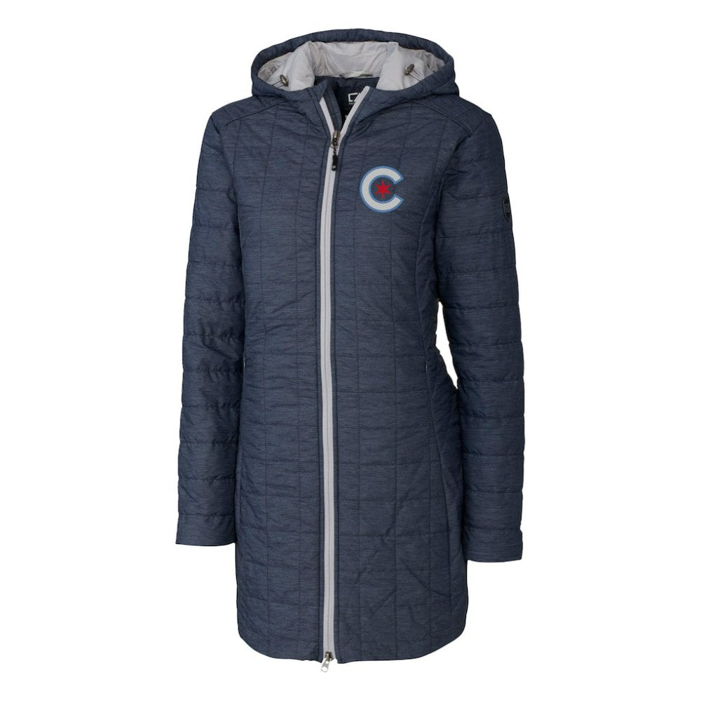 Chicago Cubs Cutter & Buck Women's City Connect Rainier PrimaLoft Eco Insulated Hooded Long Coat - Anthracite - MLB Online