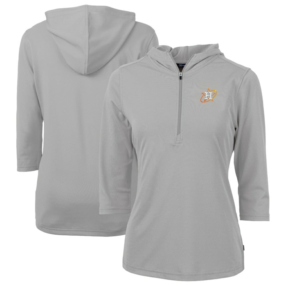 Houston Astros Cutter & Buck Women's City Connect Virtue Eco Pique Recycled Half-Zip Pullover Hoodie - Gray - MLB Discount