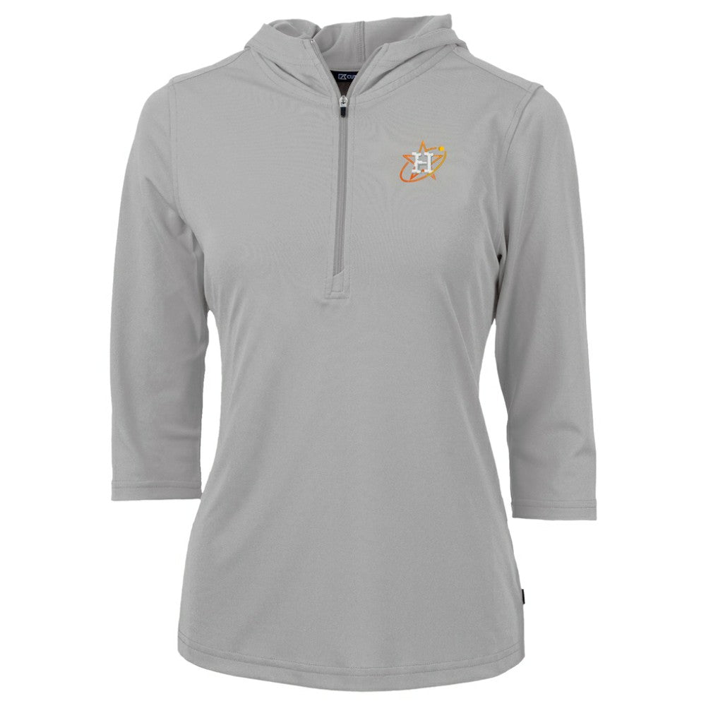 Houston Astros Cutter & Buck Women's City Connect Virtue Eco Pique Recycled Half-Zip Pullover Hoodie - Gray - MLB Discount