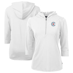 Chicago Cubs Cutter & Buck Women's City Connect Virtue Eco Pique Recycled Half-Zip Pullover Hoodie - White - MLB Online