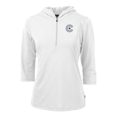 Chicago Cubs Cutter & Buck Women's City Connect Virtue Eco Pique Recycled Half-Zip Pullover Hoodie - White - MLB Online