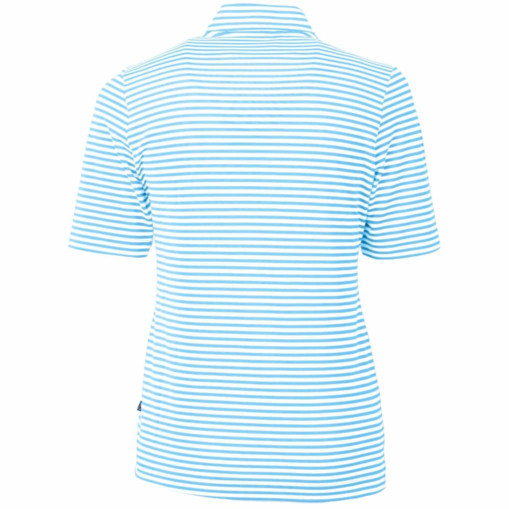 Chicago Cubs Cutter & Buck Women's City Connect Virtue Eco Pique Stripe Recycled Top - Powder Blue - MLB on Sale